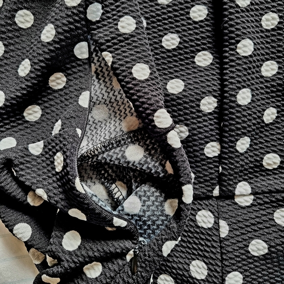 Retro-style black short sleeve white polka dot midi dress AU 10 12 14 NWOT - Picture 3 of 8